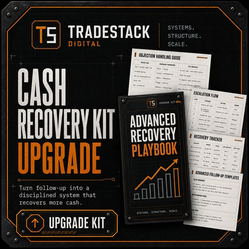 Cash Recovery Kit Upgrade — 60-day collections SOP for trades businesses